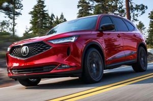 2023 Acura MDX driving near Indianapolis, Indiana.