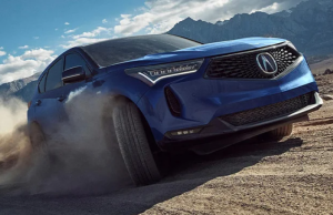 A 2023 Acura RDX driving offroad near Indianapolis, Indiana.