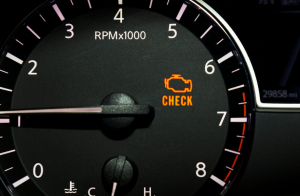 A check engine light that's lit up on a car near Indianapolis, Indiana