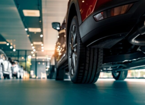 The inside of a car dealership near Indianapolis, Indiana