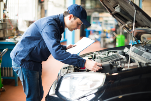 An engine diagnostic being performed at a service center near Indianapolis, Indiana