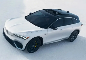 A white 2024 Acura ZDX parked on an all-white surface near Indianapolis, Indiana