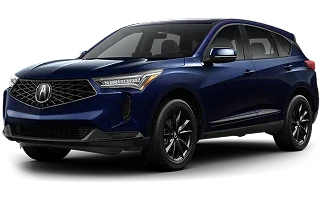 Acura RDX A-Spec in dark blue, shown from a front three-quarter angle
